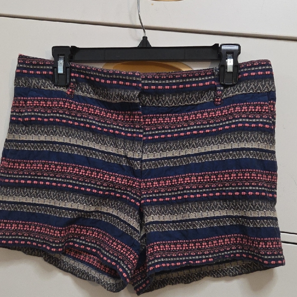 LOFT Navy and Pink Patterned Women's Shorts Sz 6 [1326]